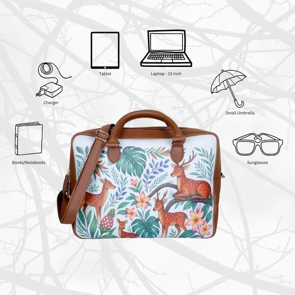 Printed Leather Buisness Top Handle Crossbody Bag for Women for Work, Daily Use - Picture 4 of 10